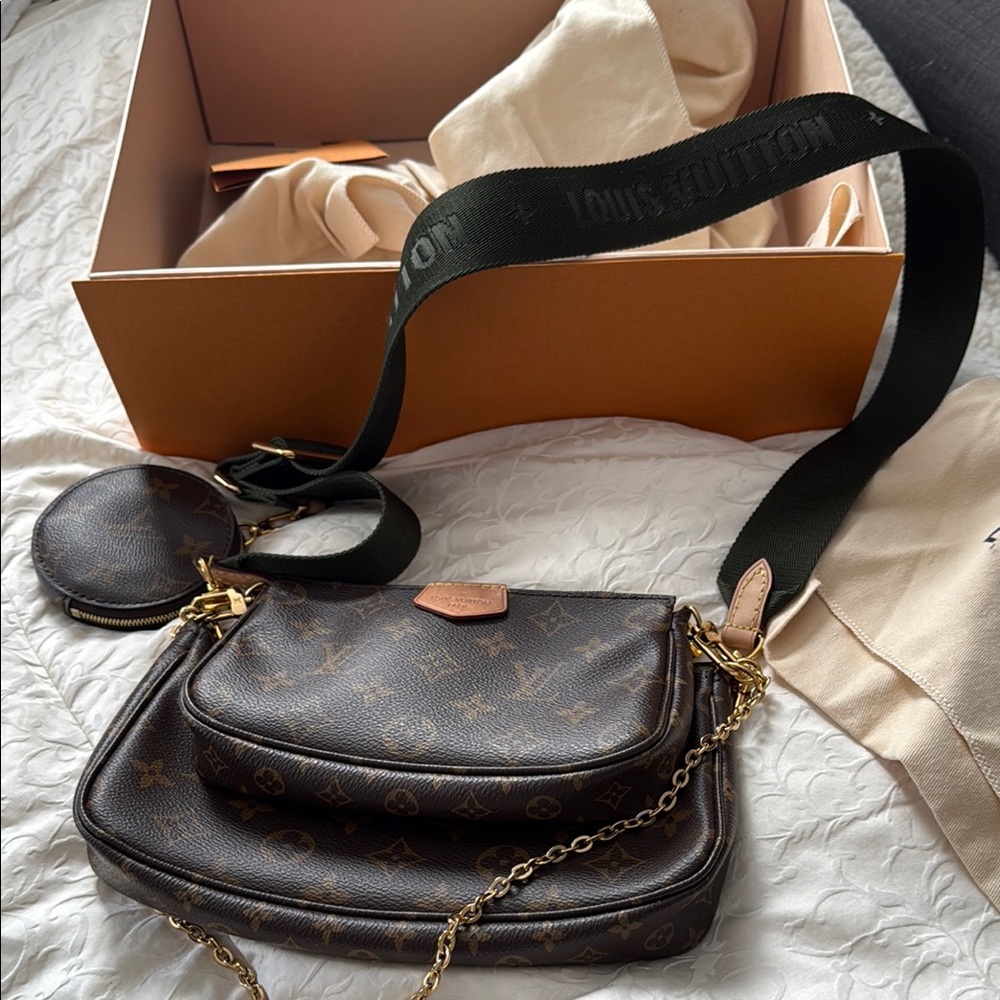 Louis Vuitton Brown Leather Crossbody Bag with Gold Hardware
